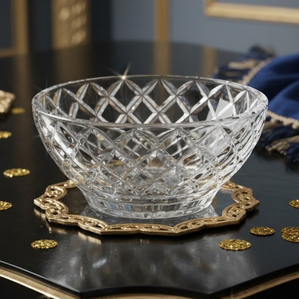 Lenox Crystal Diamond Cut Bowl, Vintage Clear Candy Dish Replacement Centerpiece
